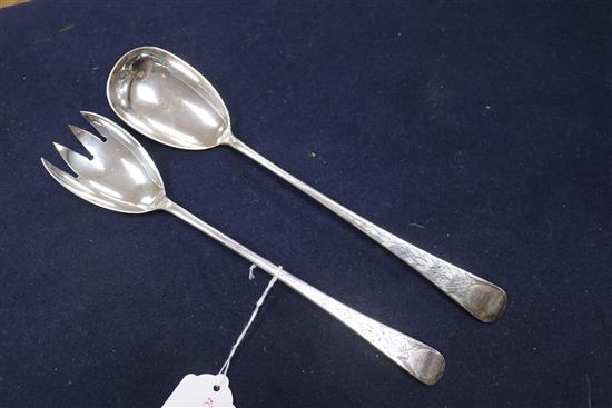 A matched pair of Georgian silver salad servers,